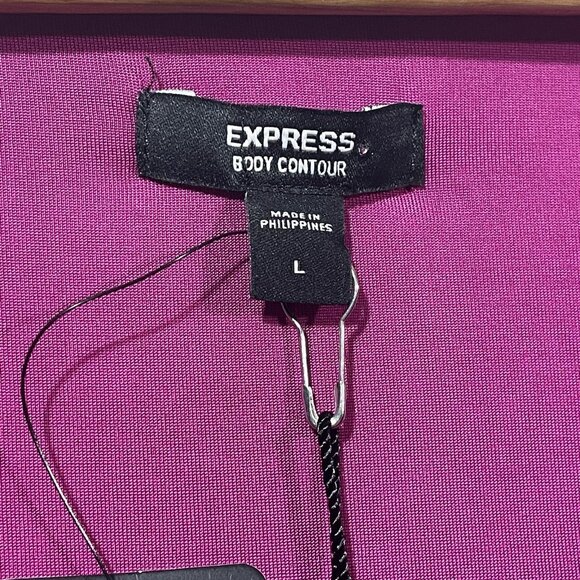 Express Body Contour Long Sleeve Satin Corset Top Magenta Pink Cropped L NWT - Picture 5 of 6